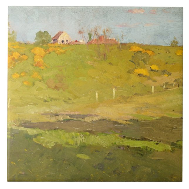 French Rural Landscape (by Georg Pauli) Ceramic Tile (Front)
