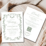 French Sage Green All In One QR Code Wedding Invitation<br><div class="desc">Make a timeless statement with this All In One French Victorian Sage Green QR Code Wedding Invitation. Featuring elegant vintage flourishes, soft sage green tones, and delicate typography, this design beautifully blends old-world romance with modern convenience. The built-in QR code makes RSVP tracking effortless, while the all-in-one layout includes the...</div>