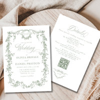 French Sage Green All In One QR Code Wedding