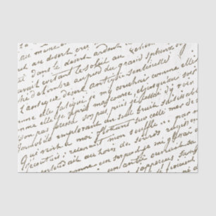 French Script Gold Vintage Letter Diagonal Tissue Paper