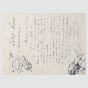 French Script Vintage Jewellery Invoice Angel Tissue Paper