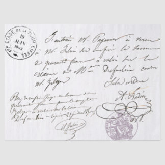 French Script Vintage Stamped Text Decoupage Tissue Paper