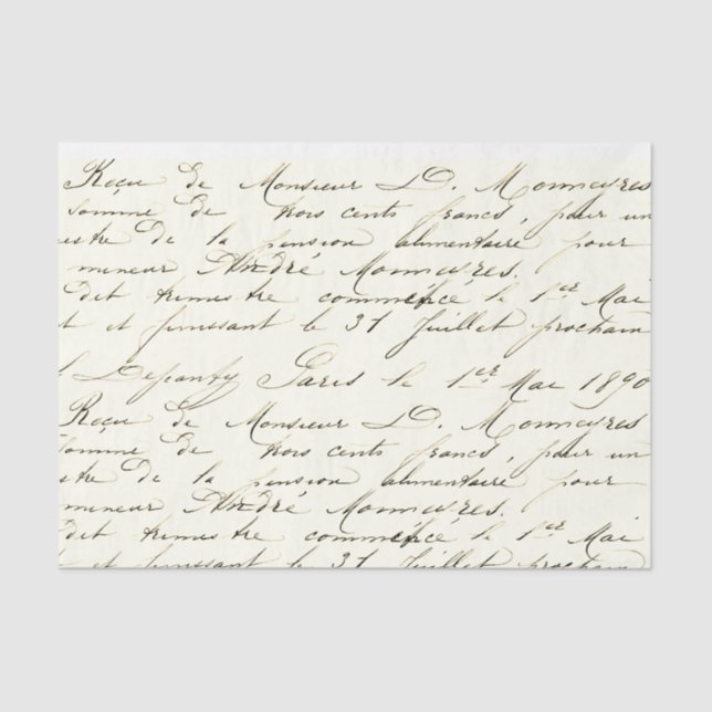 French Script Vintage Tissue Paper (Front)