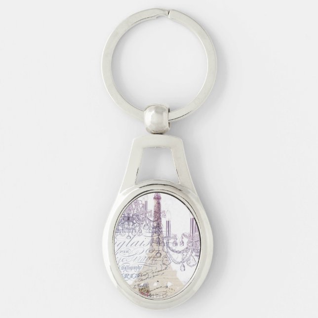 french scripts chandelier paris eiffel tower key ring (Front)