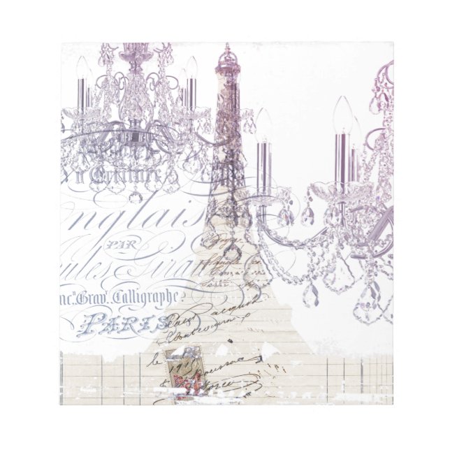 french scripts chandelier paris eiffel tower notepad (Front)