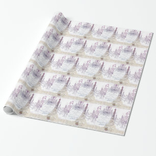 french scripts chandelier paris eiffel tower wrapping paper
