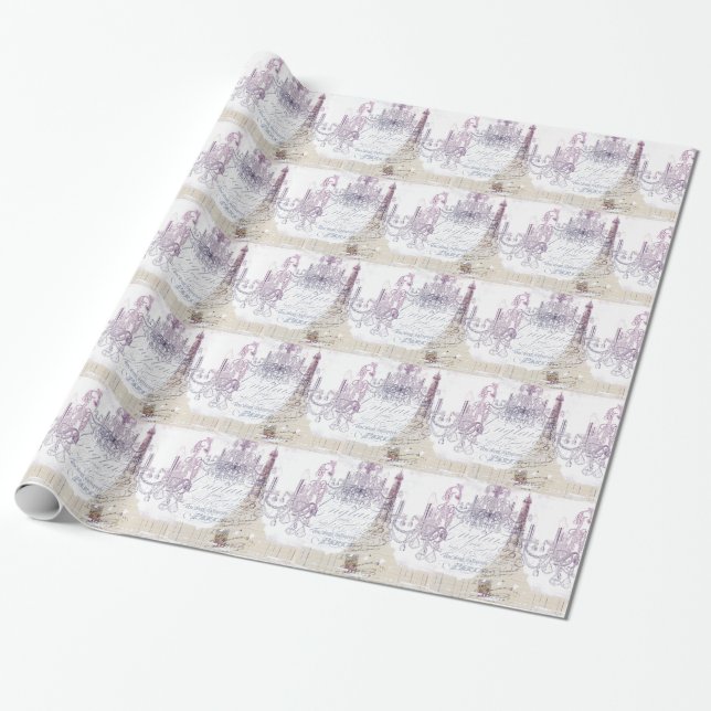 french scripts chandelier paris eiffel tower wrapping paper (Unrolled)
