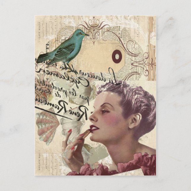 french scripts girly glamour paris fashionista postcard (Front)