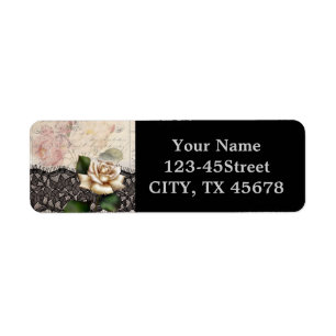 french scripts vintage lace victorian white rose return address label