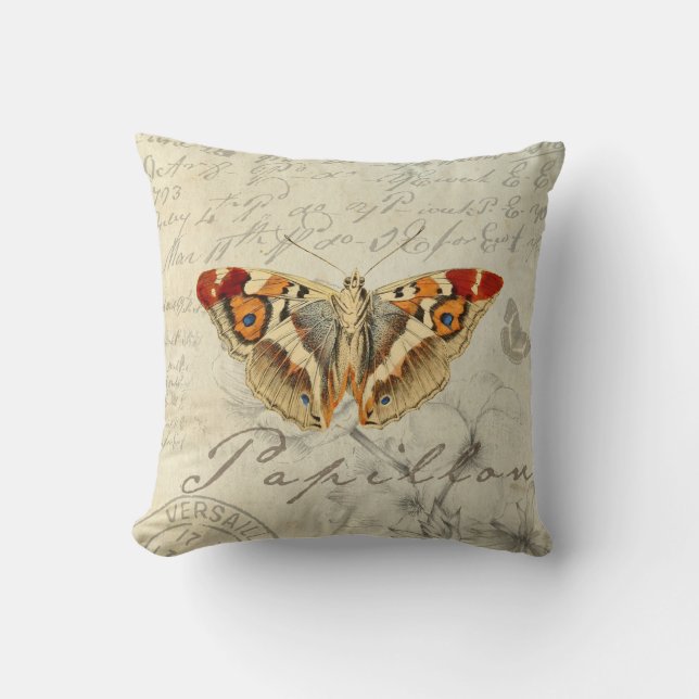 french shabby chic vintage butterfly cushion. cushion (Front)