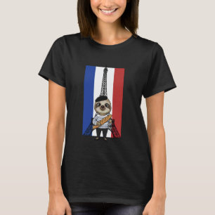 French Sloth Paris Eiffel Tower Baguette T-Shirt