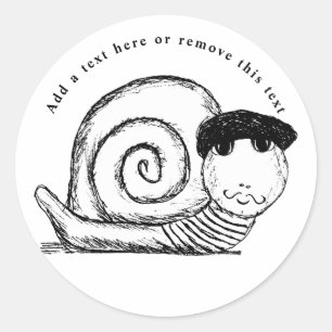 French Snail Escargot Sketch Classic Round Sticker