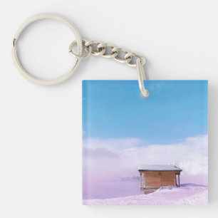 French Snow Mountain Hut Key Ring