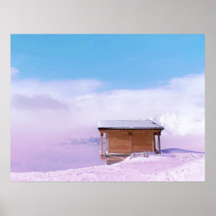 French Snow Mountain Hut  Poster