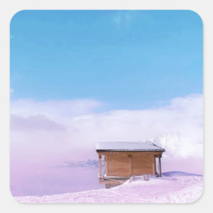 French Snow Mountain Hut   Square Sticker