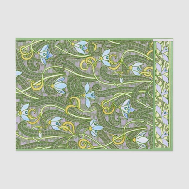 French Snowdrops Art Nouveau Stylised Pattern 1800 Tissue Paper (Front)