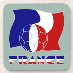 French Soccer Ball and Flag Coaster