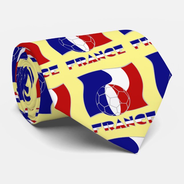 French Soccer Ball and Flag Tie (Rolled)