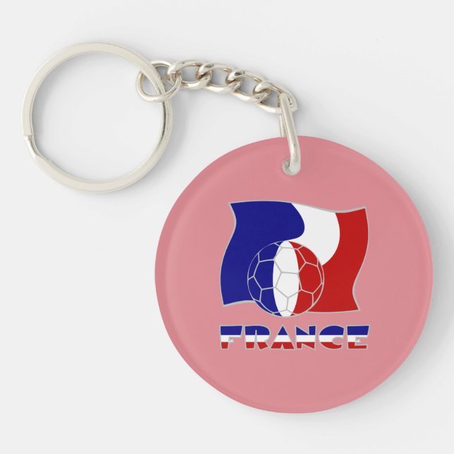 French Soccer Ball Flag  Key Ring (Front)