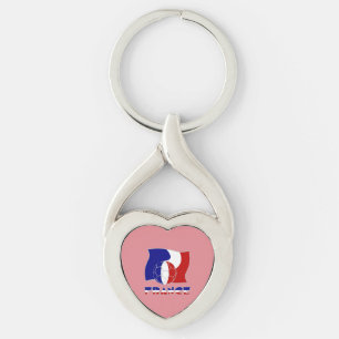 French Soccer Ball Flag  Key Ring