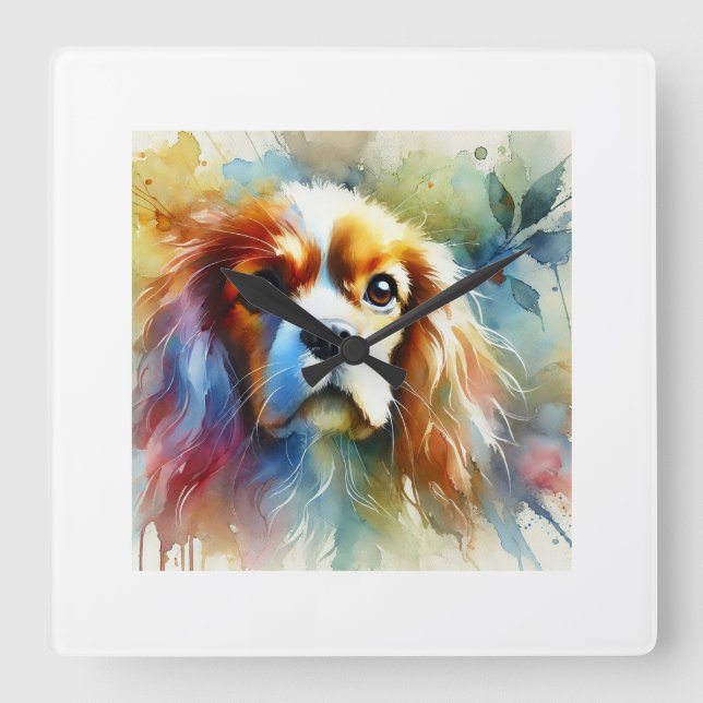 French Spaniel 200824AREF142 - Watercolor Square Wall Clock (Front)