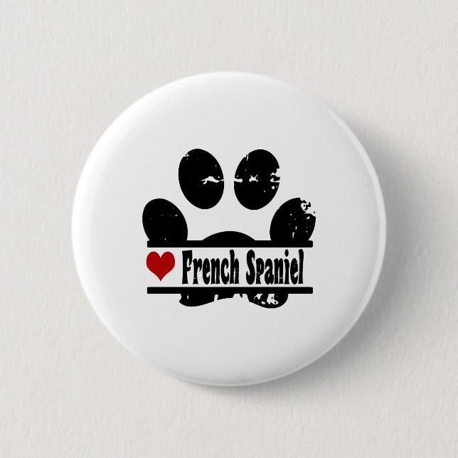 French Spaniel Dog Paw Print 6 Cm Round Badge (Front)
