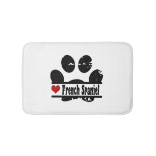 French Spaniel Dog Paw Print Bath Mat