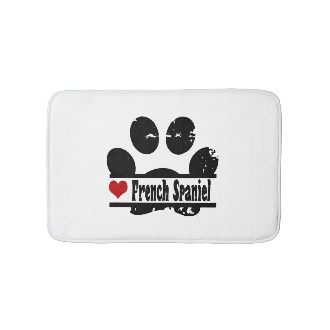 French Spaniel Dog Paw Print Bath Mat (Front)