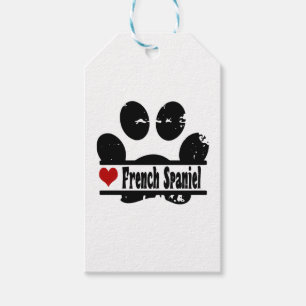 French Spaniel Dog Paw Print Gift Tags