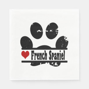 French Spaniel Dog Paw Print Napkin