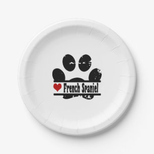 French Spaniel Dog Paw Print Paper Plate