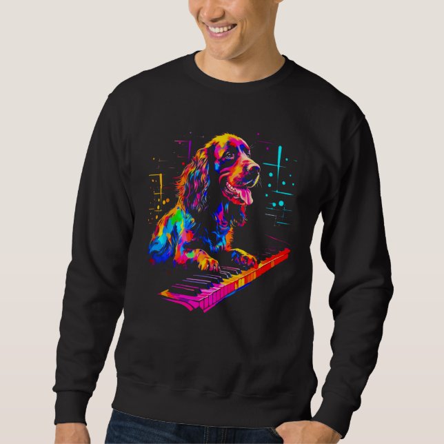 French Spaniel Dog Piano Sweatshirt (Front)