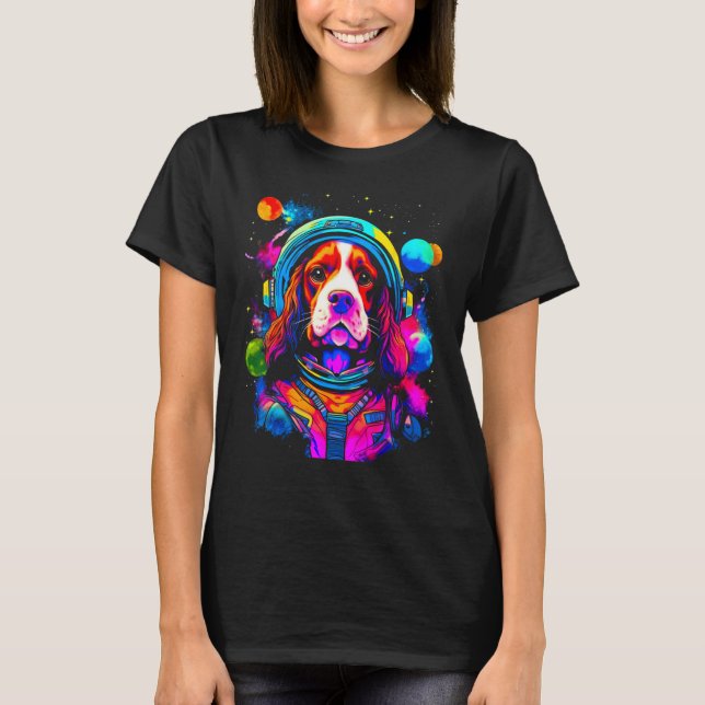 French Spaniel Dog Space Science T-Shirt (Front)
