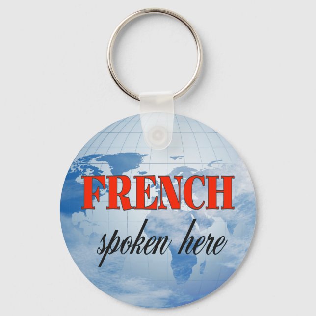 French spoken here cloudy earth key ring (Front)