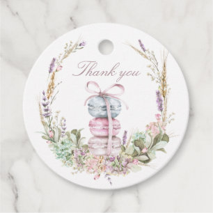 French Stack of Macarons in wreath thank you Favour Tags