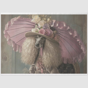French Standard Poodle in Pink Decoupage  Tissue Paper