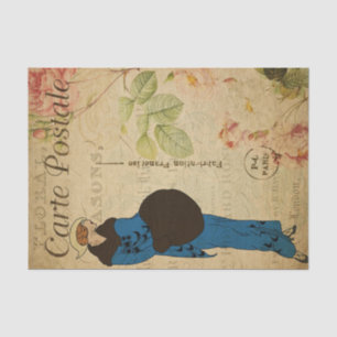 French Style Carte Postale Elegant Woman Tissue Paper