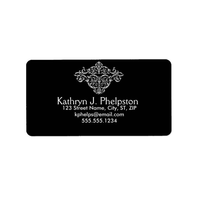 French Style Damask Address Label (Front)