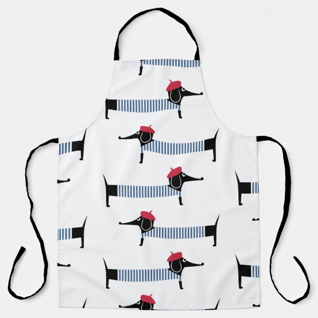 French style dog, cartoon pattern. apron (Front)