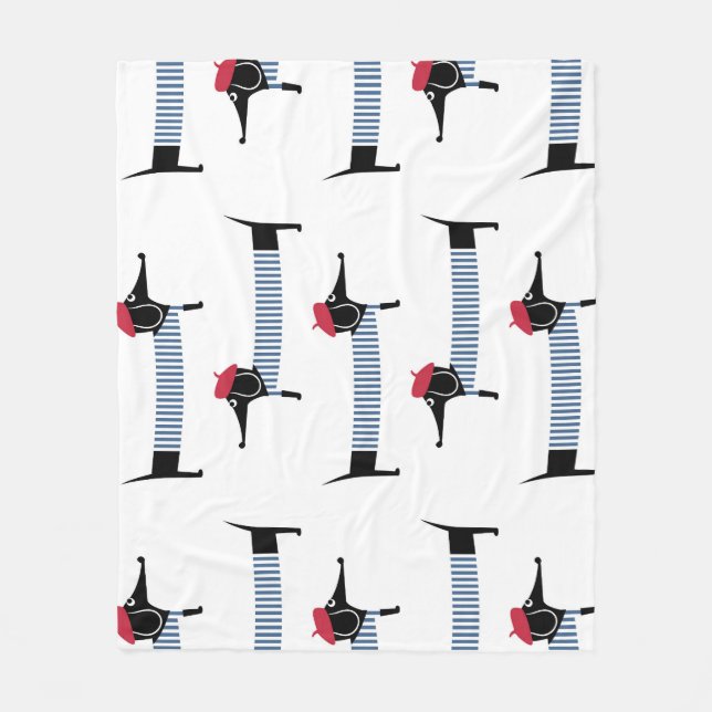 French style dog, cartoon pattern. fleece blanket (Front)