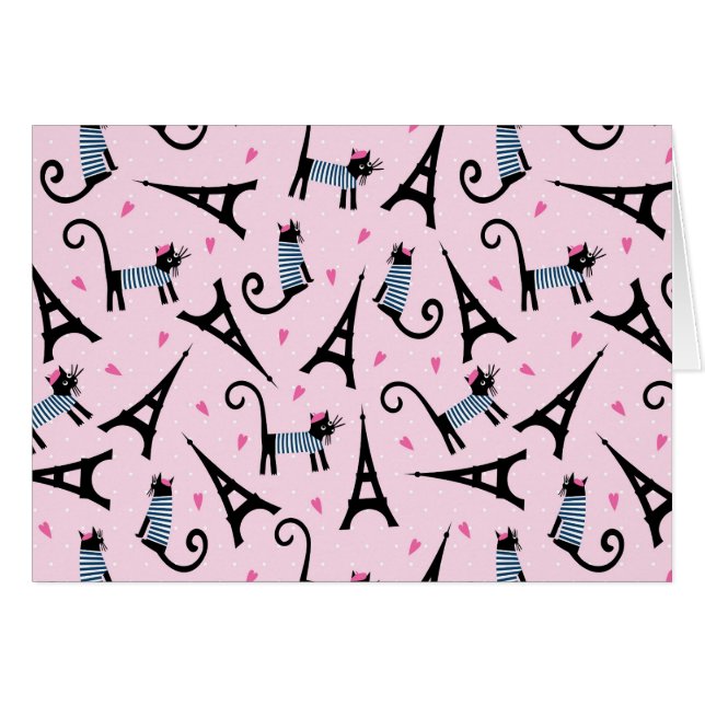French Style Dressed Cat With Eiffel Tower Pattern (Front Horizontal)