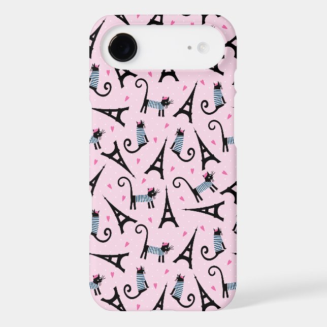 French Style Dressed Cat With Eiffel Tower Pattern Case-Mate iPhone Case (Back)