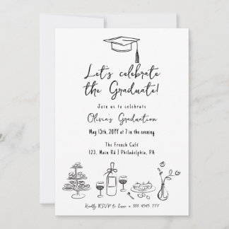 French style Graduation Brunch Luncheon Dinner Invitation