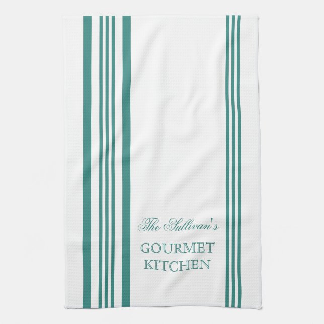 French Style Stripe Personalised Kitchen Towels (Vertical)