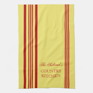 French Style Stripe Personalised Kitchen Towels