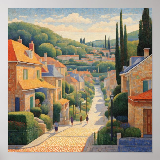 French suburbs in Seurat style Poster (Front)