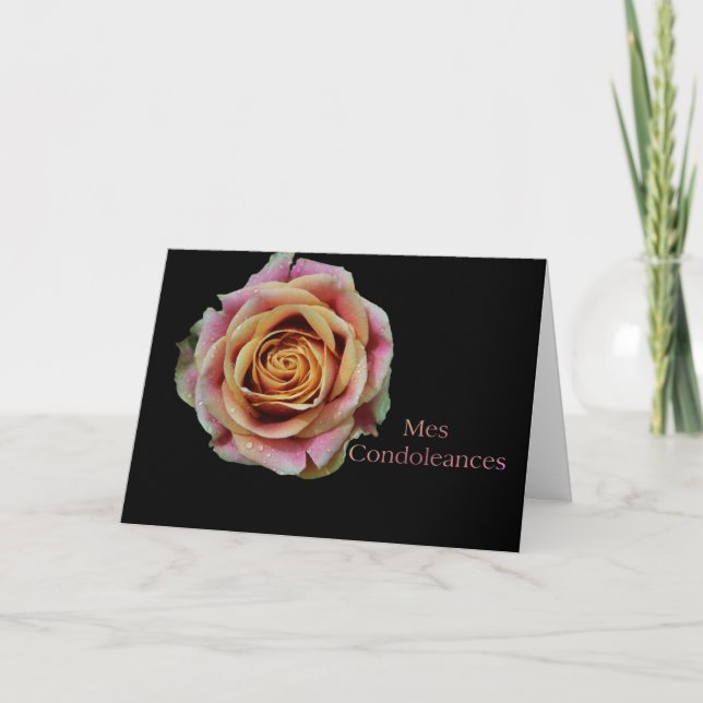 French Sympathy card - Mes Condoleances- Double co (Front)