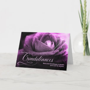 French Sympathy Loss of Father Purple Rose Card