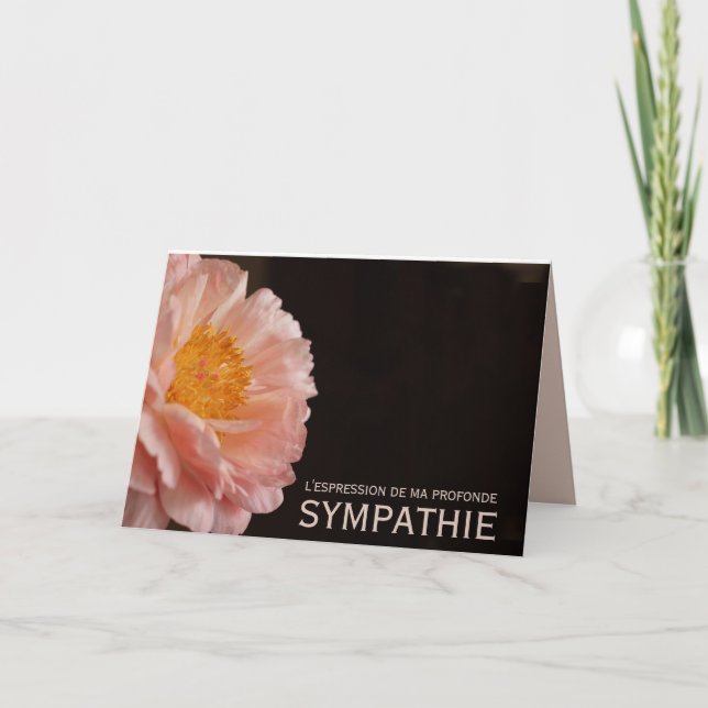 French Sympathy Pink Peony Card (Front)
