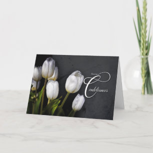 French Sympathy White Tulip Bouquet with Charcoal Card
